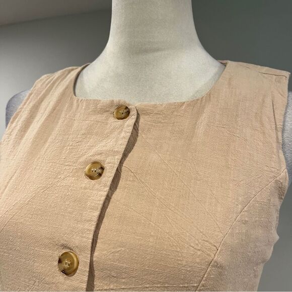 Cummense Sleeveless Beige Button-Down Dress size small - Picture 2 of 13